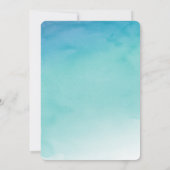 Blauwgroen & Blauw Ombre Waterverf Uitnodiging voo (Achterkant)