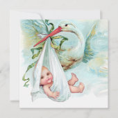 Blauwgroen blauw  ooievaars Baby shower Kaart (Voorkant)