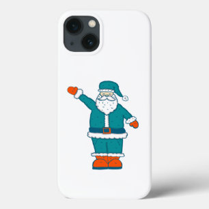 blauwgroen blauw oranje kerstfeest santa claus Case-Mate iPhone case