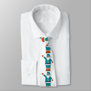blauwgroen blauw oranje kerstfeest zwarte santa cl stropdas