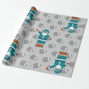 blauwgroen blauw oranje xmas zwarte santa claus ba cadeaupapier