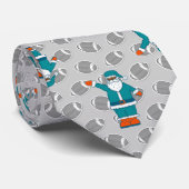 blauwgroen blauw oranje xmas zwarte santa claus ba stropdas (Opgerold)