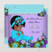 Blauwgroen blauw Paars Baby shower Kaart (Voorkant / Achterkant)