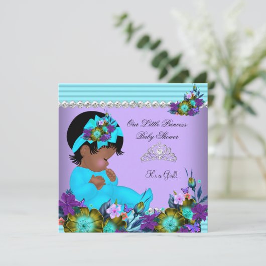 Blauwgroen blauw Paars Baby shower Kaart (Staand voorkant)