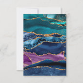 Blauwgroen blauw Paars goudbruin Glitter Agate Wed RSVP Kaartje (Achterkant)
