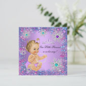 Blauwgroen blauw Paars roze prinses Baby shower Bl Kaart (Staand voorkant)