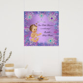 Blauwgroen blauw Paars roze prinses Baby shower Br Poster (Keuken)