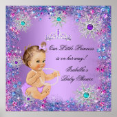 Blauwgroen blauw Paars roze prinses Baby shower Br Poster (Voorkant)