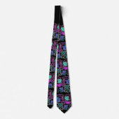 BLAUWGROEN BLAUW PAARSE BLOEMEN, EDELSTENEN Zwart  Stropdas (Achterkant)