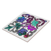 BLAUWGROEN BLAUW PAARSE  KANTBLOEM KLEURRIJKE EDEL TEGELTJE (Zijkant)