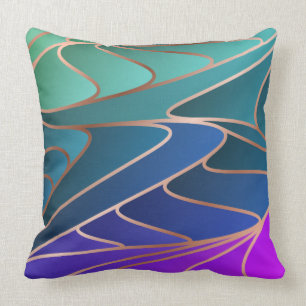 Blauwgroen, blauw, Paarse nieuwe kunst Kussen