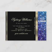 Blauwgroen Blauw Paarse Ombre Glitter toevoegen Lo Visitekaartje (Achterkant)