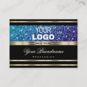 Blauwgroen Blauw Paarse Ombre Glitter toevoegen Lo Visitekaartje (Voorkant)