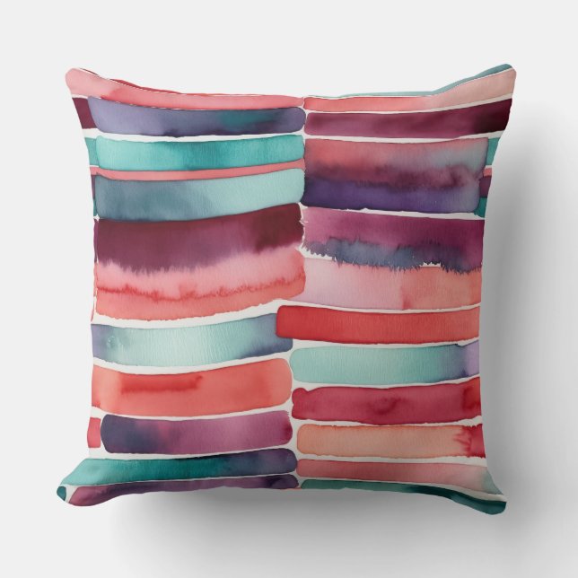 blauwgroen blauw paarse perzik Bourgogne abstract Kussen (Voorkant)