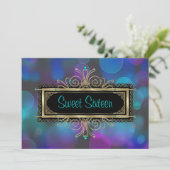 Blauwgroen Blauw Paarse Sweet Sixteen Verjaardagsf Kaart (Staand voorkant)