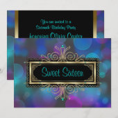 Blauwgroen Blauw Paarse Sweet Sixteen Verjaardagsf Kaart (Voorkant / Achterkant)