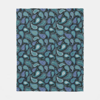 Blauwgroen blauw paisley Floral Pattern Fleece Deken