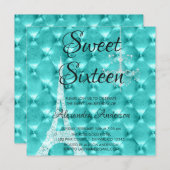 Blauwgroen blauw parijs lief zestien verjaardagsfe kaart (Voorkant / Achterkant)