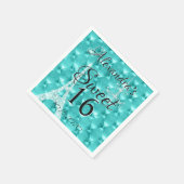 Blauwgroen blauw parijs lief zestien verjaardagsfe servetten (Hoek)