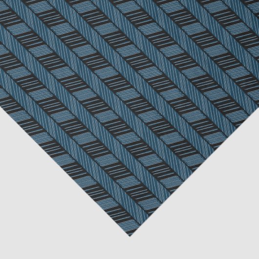 Blauwgroen Blauw Patroon Abstract Geometrische Etn Tissuepapier (Detail)