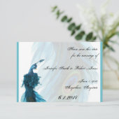Blauwgroen Blauw Peacock Plume sparen de Datum Save The Date (Staand voorkant)
