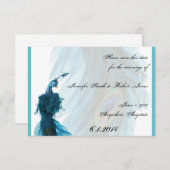 Blauwgroen Blauw Peacock Plume sparen de Datum Save The Date (Voorkant / Achterkant)