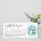 Blauwgroen blauw penseelcadeaucertificaat logo (Staand voorkant)