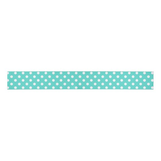 Blauwgroen blauw puntpatroon grosgrain lint (Voorkant)