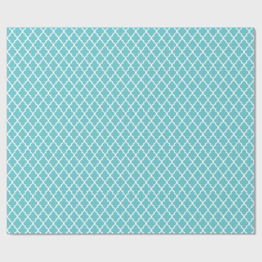 Blauwgroen blauw Quatrefoil Patroon Gift Wrap Cadeaupapier (Vlak)