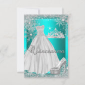 Blauwgroen blauw Quinceanera 15e verjaardag Kaart (Voorkant)