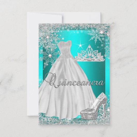 Blauwgroen blauw Quinceanera 15e verjaardag Kaart (Voorkant)