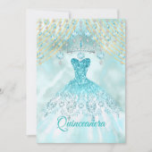 Blauwgroen blauw Quinceanera 15e verjaardag Kaart (Voorkant)
