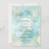 Blauwgroen blauw Quinceanera 15e verjaardag Kaart (Achterkant)