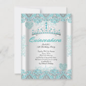  Blauwgroen blauw Quinceanera Party Tiara Hearts Kaart (Voorkant)