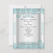  Blauwgroen blauw Quinceanera Party Tiara Hearts Kaart (Achterkant)