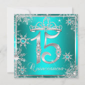 Blauwgroen blauw Quinceanera Winter Wonderland Sno Kaart (Voorkant)