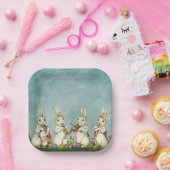 Blauwgroen blauw rammetje paaskonijn en eieren Papieren Bordje (Feest)