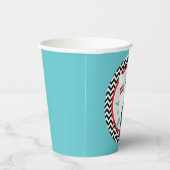 Blauwgroen Blauw Retro Bowling Papier Cups Papieren Bekers (Rechts)