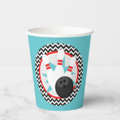 Blauwgroen Blauw Retro Bowling Papier Cups Papieren Bekers (Voorkant)