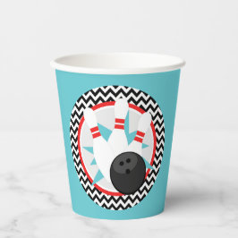 Blauwgroen Blauw Retro Bowling Papier Cups Papieren Bekers