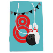 Blauwgroen Blauw Retro Bowling Verjaardagscadeau B Medium Cadeauzakje (Voorkant)