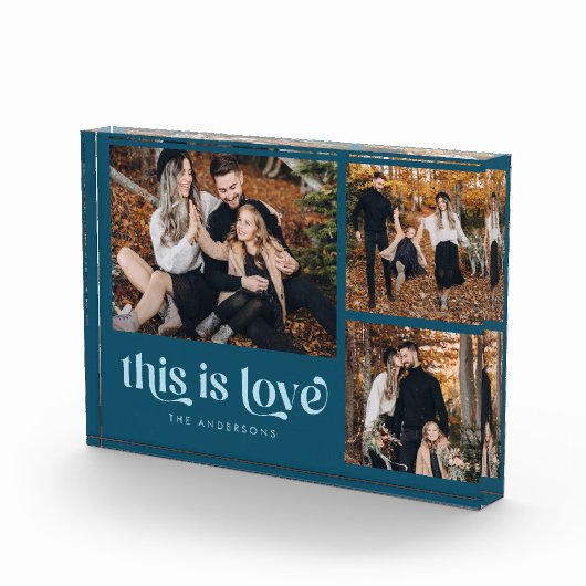 Blauwgroen Blauw Retro Dit is Liefde Collage Fotoblokken (Rechts)