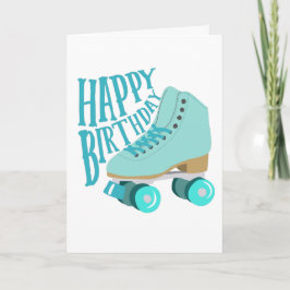 Blauwgroen blauw Retro Quad Roller Schaats Happy B Kaart