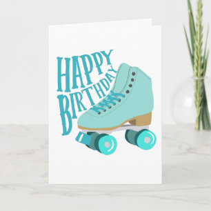 Blauwgroen blauw Retro Quad Roller Schaats Happy B Kaart