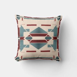 Blauwgroen blauw rood beige zuidwesten look symmet kussen