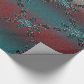 Blauwgroen blauw rood hout cadeaupapier (Hoek)