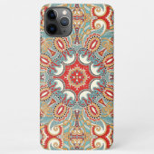 Blauwgroen blauw rood Licht Oranje Floral Mosaic P iPhone Hoesje (Achterkant)