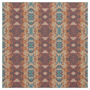 Blauwgroen Blauw Rood Taupe Bruin Oranje Etnische  Stof
