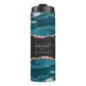 Blauwgroen Blauw Roos Gouden Agaat Dark Bruidsmeis Thermosbeker (Voorkant)