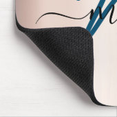 Blauwgroen. Blauw Roos Minimale naam Monogram. Lux Muismat (Hoek)